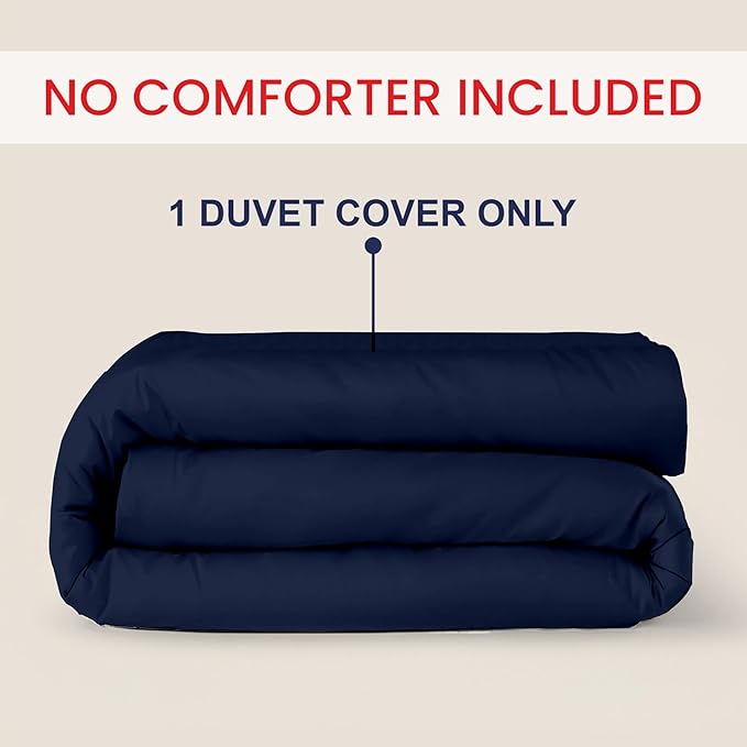 Kotton Culture 1 Pc California King Size Duvet Cover Only -100% Egyptian Cotton Sateen 600 Thread Count Ultra Soft Premium Durable Comforter Cover Zipper Closure & Corner Ties (Navy Blue,104"x98")