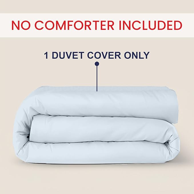 Kotton Culture 1 Pc Custom Size Duvet Cover Only -100% Egyptian Cotton Sateen 600 Thread Count Ultra Soft Premium Durable Comforter Cover Zipper Closure & Corner Ties (Blue Sky, Custom)