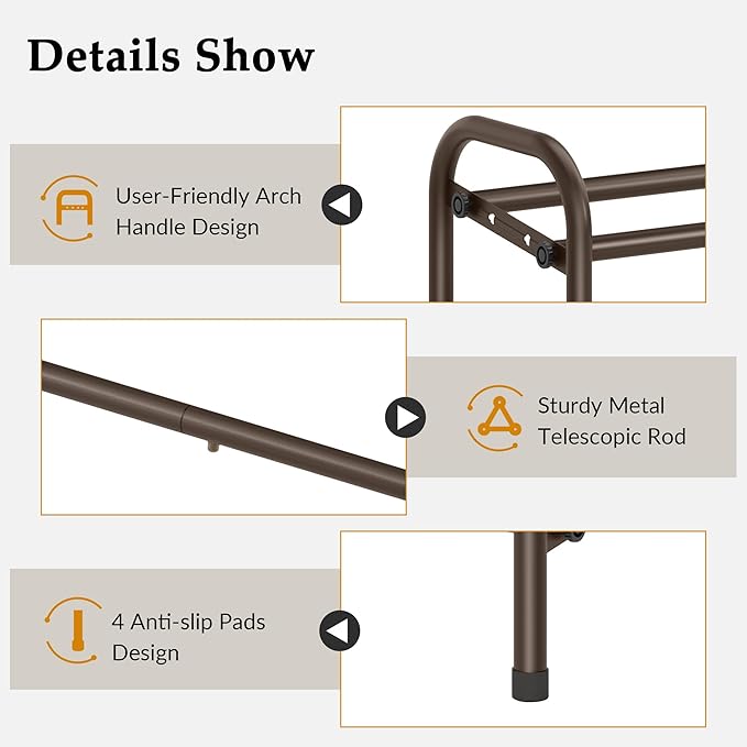 3 Tier Shoe Organizer, Shoe Rack for Closet, 28“ Metal Shelf Can Expandable to 42“, for Bedroom, Entryway, Closet, Garage, Adjustable to 18 Pairs Shoes, Brown