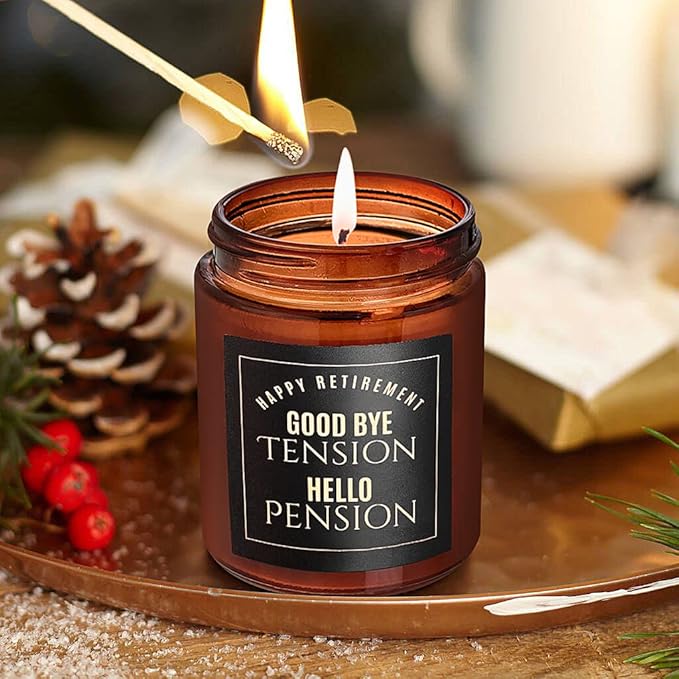 Retirement Gifts for Women, Men - Funny Retiring Candles - Best 2025 Retired Gift for Mom, Husband, Nurse, Coworker, Teacher, Friends - Tropical Coconut Relaxing Scented Soy Candle for Home