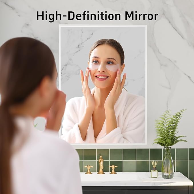 36x30 Inch White Bathroom Mirrors for Over Sink, Rectangle Framed Mirror, Wall Mounted Vanity Mirror for Bedroom, Living Room, Entryway Horizontal/Vertical