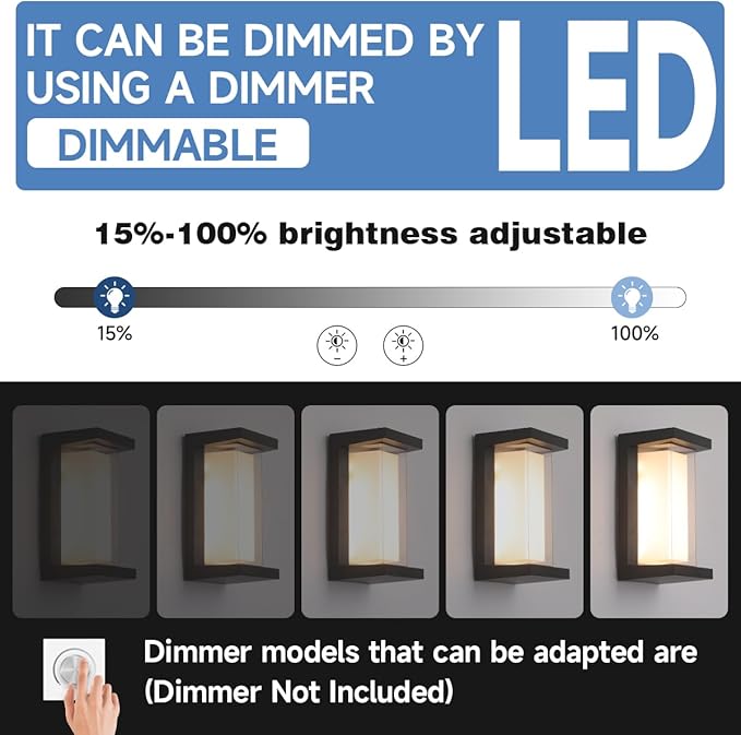 Wall Light Modern Outdoor Light Fixture 24W Outdoor Sconce Lights for House Black Aluminum Outdoor Lighting Waterproof for Porch,Patio,Garage 2100Lm
