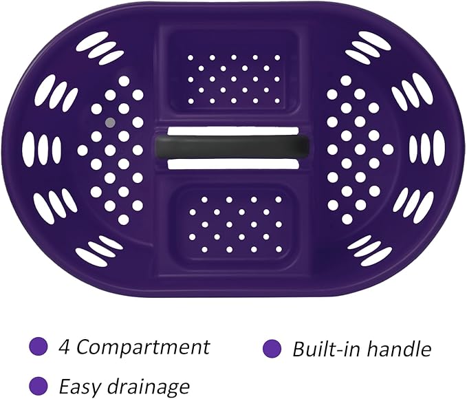 Large Shower Caddy Portable 2PC - Made in USA Plastic Jumbo Size Dorm Storage Candy Tote with Handle Shower Organizer for Bathroom, Pantry, Kitchen, College Dorm, Purple