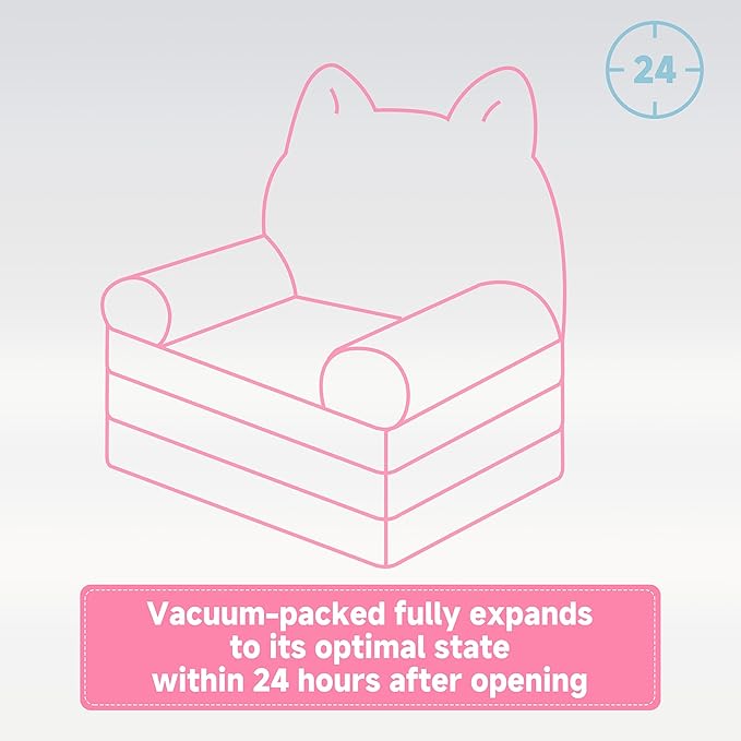 MONKISS Kids Couch, Comfy Toddler Chair, 2 in 1 Fold Out Kids Sofa to Lounger, Baby Sleeper Chair, Toddler Furniture, Birthday Gifts for Boys and Girls, 1~4 Years Old, Cute Dog