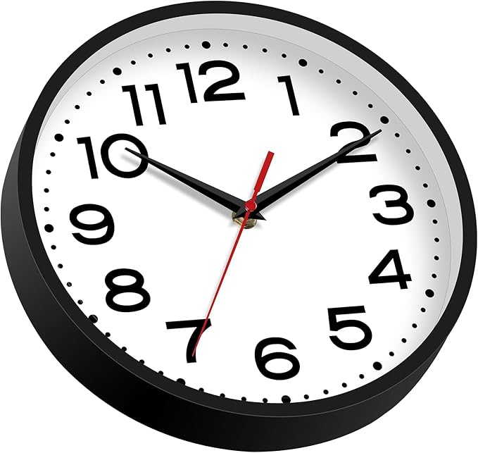 Wall Clock 18 Inch Silent Non-Ticking Modern Clock Battery Operated Classic Simple Minimalist Analog Decorative for Kitchen, Living Room,Office, Bedroom, Bathroom (Black)