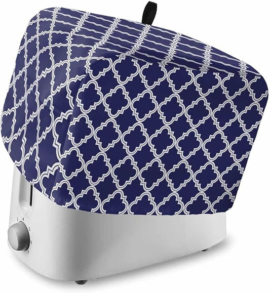 Toaster Cover 4 Slice Moroccan Pattern Toaster Oven Cover with Pockets Geometric Trellis Navy Blue Dustproof Bakeware Protector Small Kitchen Appliance Dust Covers and Fingerprint Protection for Women