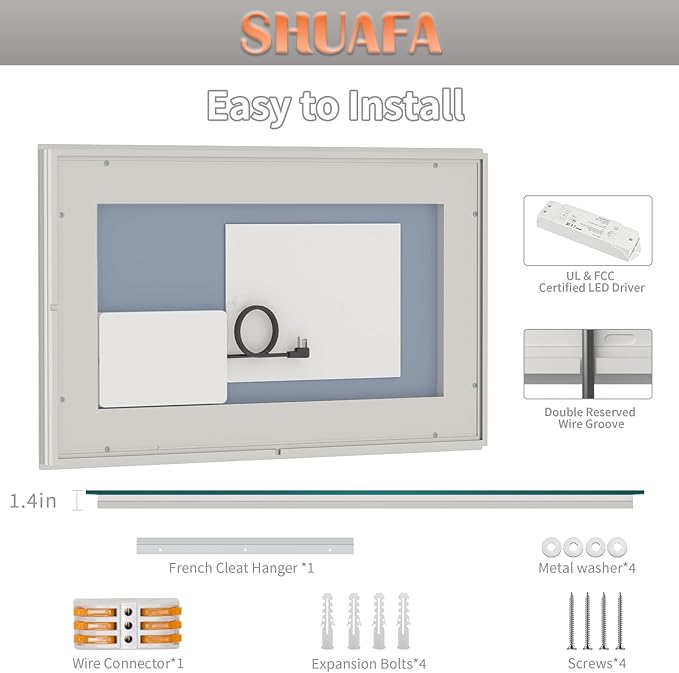 LED Mirror for Bathroom, 40x24 Inch Backlit + Front Lighted Bathroom Vanity Mirror with Lights for Wall, Double Light Strips, 3 Colors, Shatter-Proof, Anti-Fog and Brightness Memory