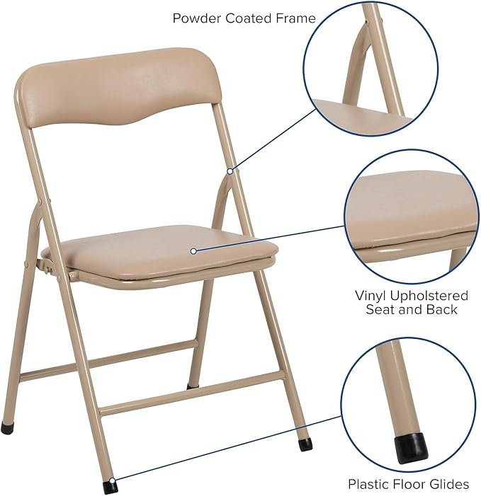 Flash Furniture Mindy Kids 5-Piece Folding Square Table and Chairs Set for Daycare and Classrooms, Children's Activity Table and Chairs Set, Tan