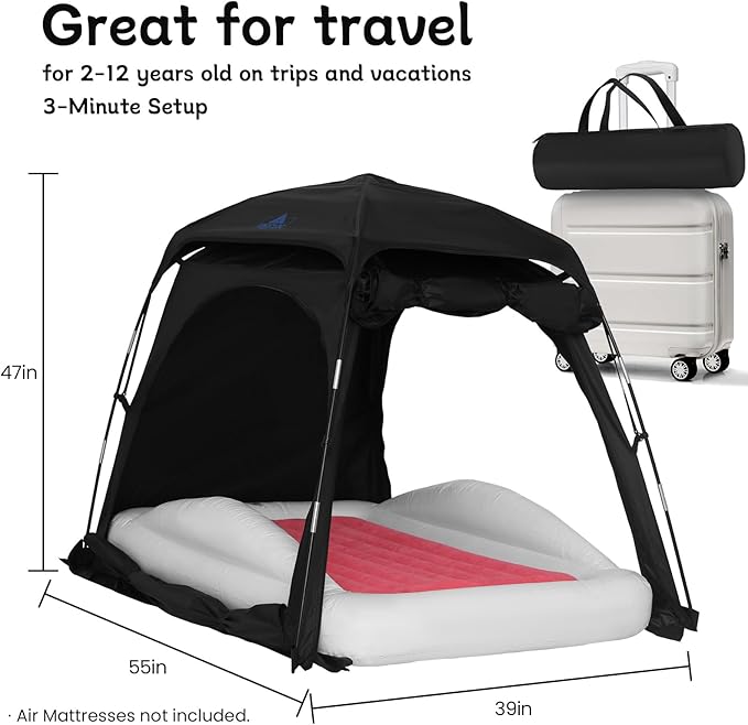 Sleep Pod for Kids, Babies & Toddlers, fits Pack N Play, Mini Crib, Kids Air Bed & Cot, Blackout Tent with Fan Pouch & Monitor Pouch, Portable & Easy Setup, Great for Travel & Room Sharing