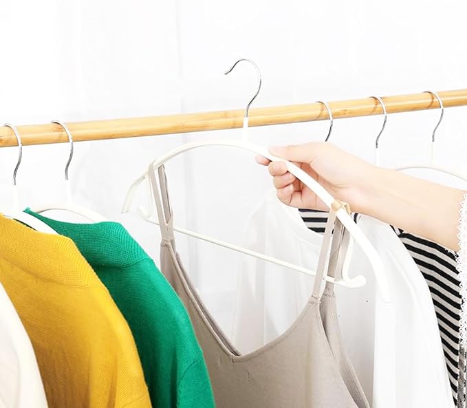 Tosnail 20 Pack Non-Slip Suit Hangers with Pants Bar and Strap Hook, Metal Coat Hangers, Anti-Slip Sweater Shirt Hangers, Dimple & Crease Free Closet Organizer - White