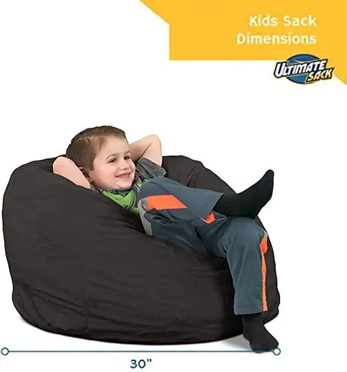 ULTIMATE SACK Kids Bean Bag Chair, Oversize Bean Bag Chair for Adults, Comfy Chair Bean Bag Couch Lounge Sofa Loveseat Furniture | Grey Suede