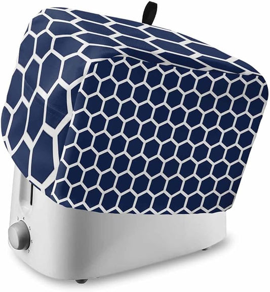 Toaster Cover 4 Slice Blue Moroccan Hexagon Toaster Oven Cover with Pockets Geometric Art Dustproof Bakeware Protector Small Kitchen Appliance Dust Covers and Fingerprint Protection for Women