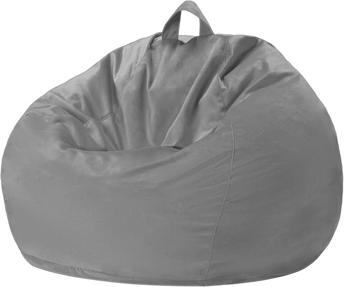 Homguava 2FT Bean Bag Chair: 2' Bean Bags with Memory Foam Filled,Comfy Beanbag Chairs Round Bean Bag Sofa with Dutch Velvet Cover-Light Grey