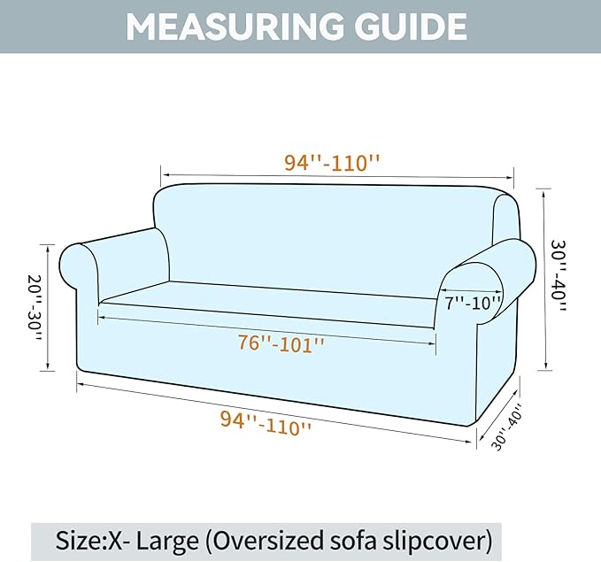 LURKA Stretch Oversized Sofa Slipcovers 1 Piece Couch Covers for 3 Cushion Couch Sofa Furniture Protector Full Sofa Covers with Elastic Bottom for Kids and Pet (X-Large, Dark Grey)