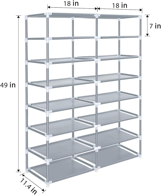ERONE Shoe Rack Storage Organize, 28 Pairs Portable Double Row with Nonwoven Fabric Cover Shoe Shelf Cabinet for Closet