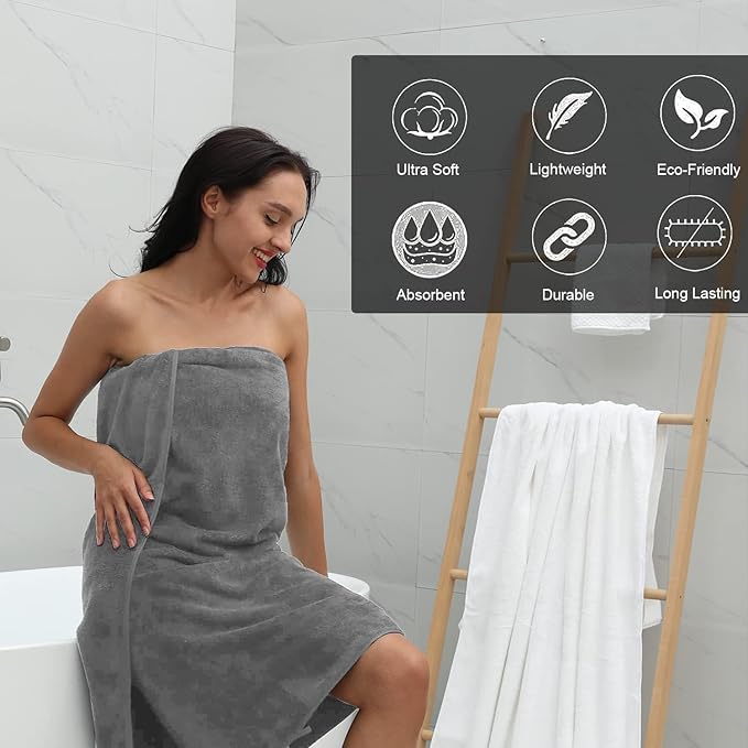 MINCHI 4 Piece Oversize Bath Towels Set, Ultra Soft Absorbent Bathroom Towel for Home and Hotel Shower Towel Oversized Bath Sheet, 35x70 Large Bath Towels 600 GSM, Gray