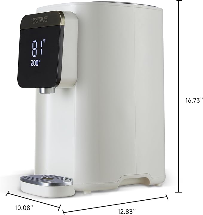 OCTAVO Water Boiler & Warmer 5 Liter, 304 Stainless Steel Water Tank, 700 Watt 6 Adjustable Water Temperature, LCD Touch Control Screen, Child Lock with Water Shortage Indicator