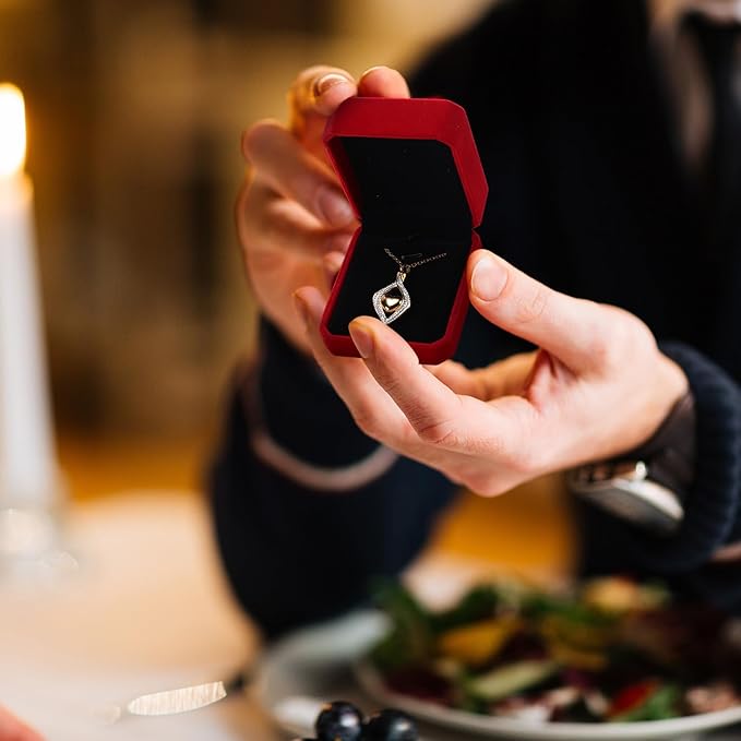 Sureio 24 Pcs Velvet Necklace Ring Boxes Bulk Earring Pendant Jewelry Gift Display Case for Proposal Anniversary Wedding Engagement Birthday Gift(Wine Red)