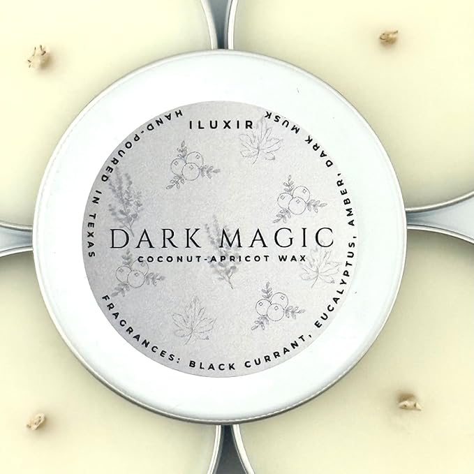 Eucalyptus, Amber & Dark Musk – Bold Cologne-Inspired Aroma with – Dark Magic Scented Candle Hand-Poured, Phthalate-Free Coconut-Apricot Wax for Home & Relaxation (2oz, Pack of 4)