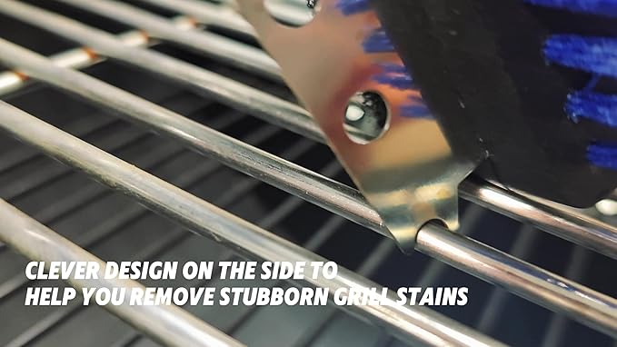 Nylon Bristle Grill Brush for BBQ - Heavy Duty Grill Cleaning Kit with Scraper, Safe for All Grill Types - Non-Scratch Bristles & Long Plastic Handle - Outdoor Barbecue Brush and Accessories