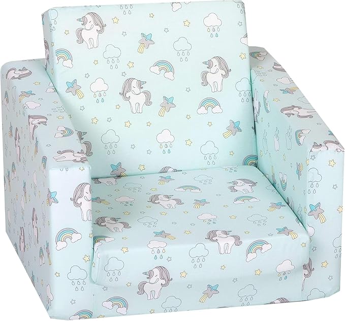 Delsit Kids Couch for Toddlers - 2 in 1 Convertible Foam Armchair to Lounger, Comfy Flip Out Lounge Chair, Sofa for Children, Made in Europe