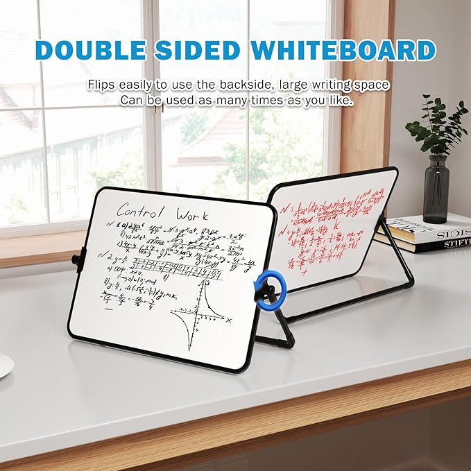12x18cm Dry Erase White Board with Stand Erasable Whiteboard with Support School Presentation Board with Bracket Desk Stable Meeting Board for Noting Working Memo Home Business Office Supplies (A3)