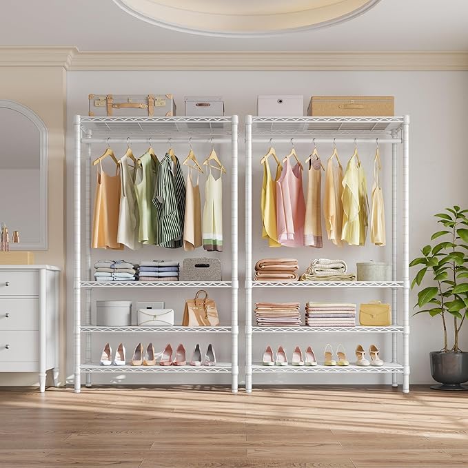 VIPEK V1 Wire Garment Rack 4 Tiers Heavy Duty Clothes Rack for Hanging Clothes Freestanding Closet Clothing Rack with 4 Adjustable Shelves, 35.4" L X 15.7" W X 70.9" H, Max Load 500LBS, White