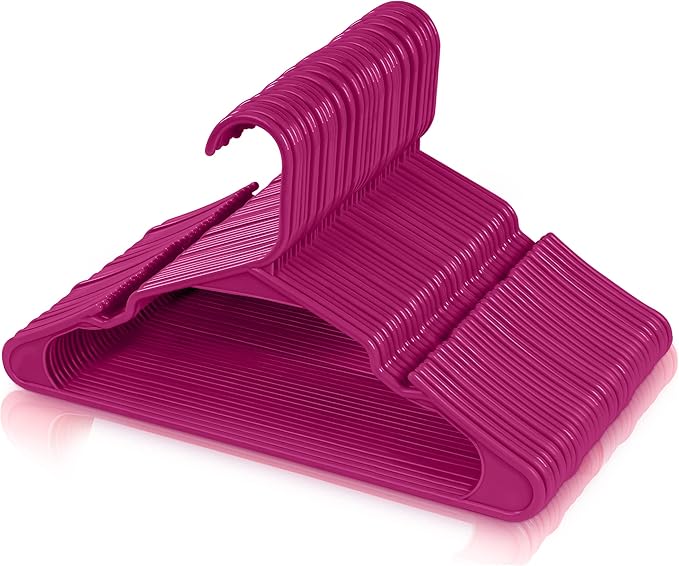 Utopia Home Plastic Hangers 30 Pack - Perfect Space Saving Clothes Hanger - Durable and Strong - Perfect Closet Organizers with Shoulder Grooves (Shocking Pink)