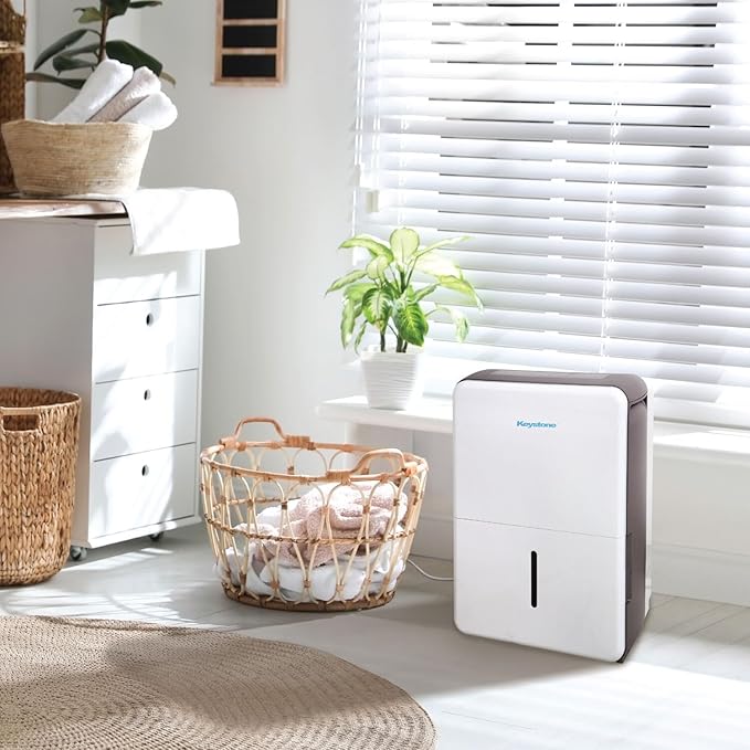 Keystone Energy Star 50-Pint Portable Dehumidifier, 115V, Extra Large Rooms up to 4,500 Sq.Ft. with Built-in Pump, Quiet Home Dehumidifier and Moisture Absorber