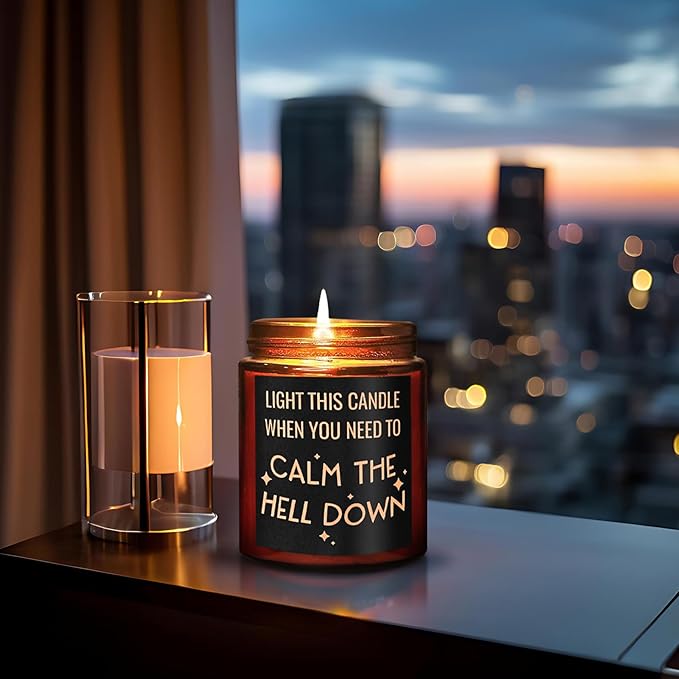 Calming Candles - Funny Relaxing Stress Relief Gift for Her - Calm Down, Aromatherapy Candle Gifts for Women Men - Anxiety Relief for Friend Coworker Bestie Sister - Birthday, Friendship Gift