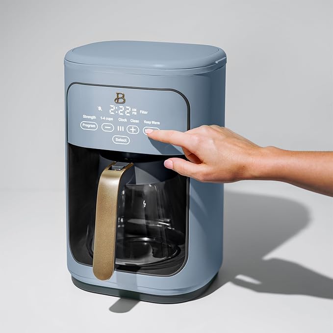 Beautiful Coffee Maker, 14-Cup, Touch Display, Programmable, 1200W, Stainless Steel, Keep Warm, 24h Timer dishwasher-safe (Cornflower Blue)