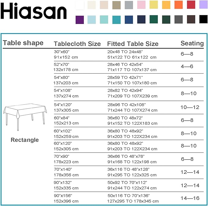 Hiasan 2 Pieces Turquoise Rectangle Tablecloth - Water Resistant and Spillproof Dining Room Washable Fabric Table Cloth for Dining Room, Polyester, 54 x 120 Inch
