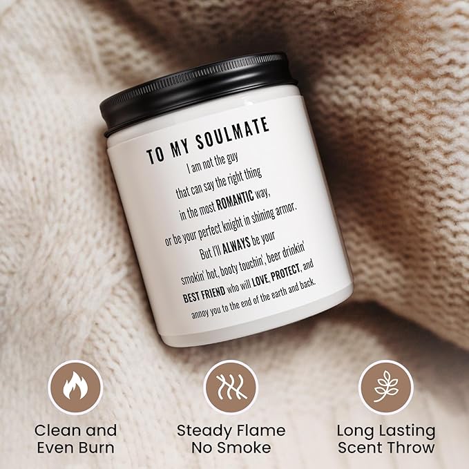 Gifts for Wife, Anniversary, Birthday Day Gifts for Wife from Husband, Mother's Day, Romantic Valentine's Gift for Girlfriend, Christmas, Just BecauseGifts, to My Soulmate Scented Candle,