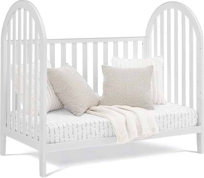 Delta Children Milano 4-in-1 Convertible Crib - Greenguard Gold Certified, Bianca White