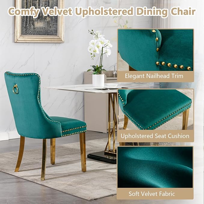 Goujxcy Faux Marble Dining Table Set for 6, Modern 7-Piece Dining Table Set with 6 Velvet Upholstered Chairs, 70" Large Long Faux Marble Kitchen Dining Room Table and Chairs with Stainless Steel Legs