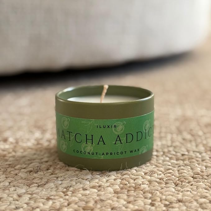 Matcha Scented Candle – Green Tea Citrus Sandalwood Aromatherapy Candle, Long Burning, Hand-Poured Coconut Apricot Wax, Non-Toxic, Cruelty-Free, Made in USA - 5 oz