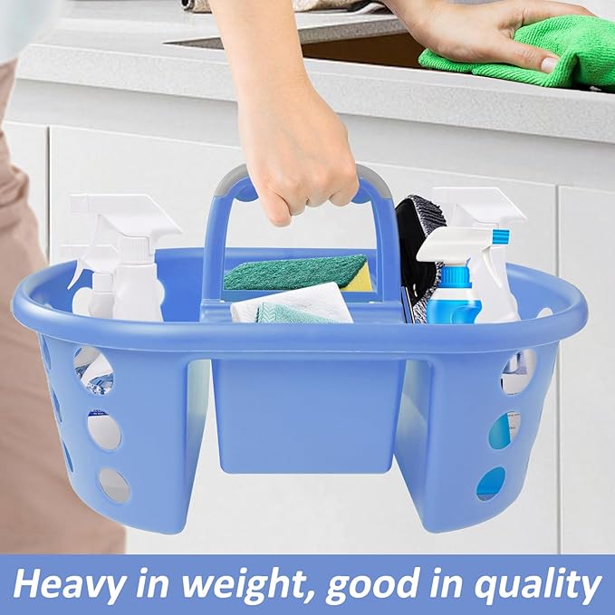 Large Shower Caddy Portable 2PC - Made in USA Plastic Jumbo Size Dorm Storage Candy Tote with Handle Shower Organizer for Bathroom, Pantry, Kitchen, College Dorm, Periwinkle