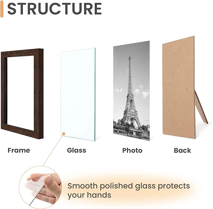 upsimples Certificate Frame with High Definition Glass, 8.5 by 11 Picture Diploma Document Frames for Wall and Tabletop, Brown 5 Pack