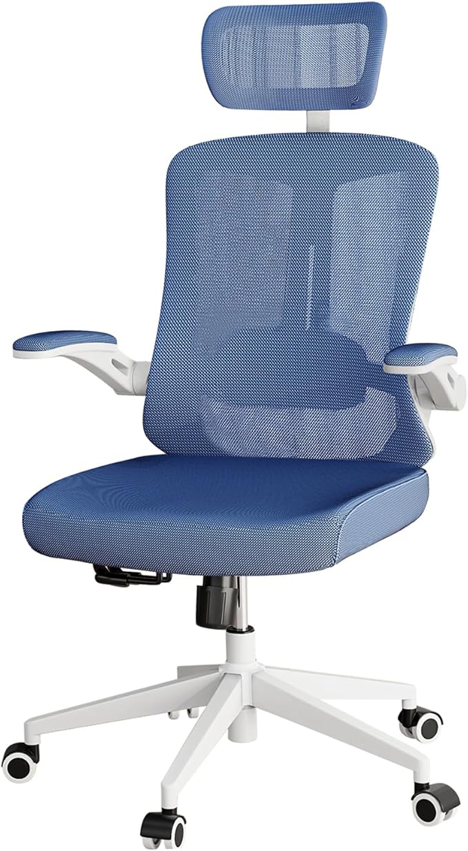 Ergonomic Office Chair - Comfy Desk Chairs with Wheels and Arms, 400LB Heavy Duty Mesh Computer Chairs with Comfortable Head Lumbar Back Support for Office, Bedroom, College Dorm and Study