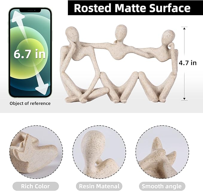 Thinker Statue Gold Decor Abstract Art Sculpture, Golden Resin Collectible Figurines for Home Living Room Office Shelf Decoration,Great Gifts Ideas (Conjoined Body-Sandstone)