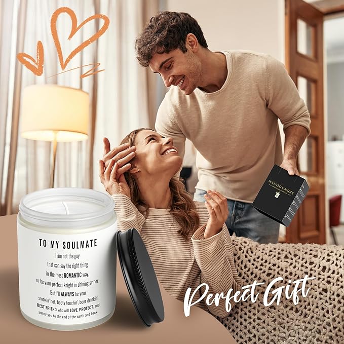 Gifts for Wife, Anniversary, Birthday Day Gifts for Wife from Husband, Mother's Day, Romantic Valentine's Gift for Girlfriend, Christmas, Just BecauseGifts, to My Soulmate Scented Candle,
