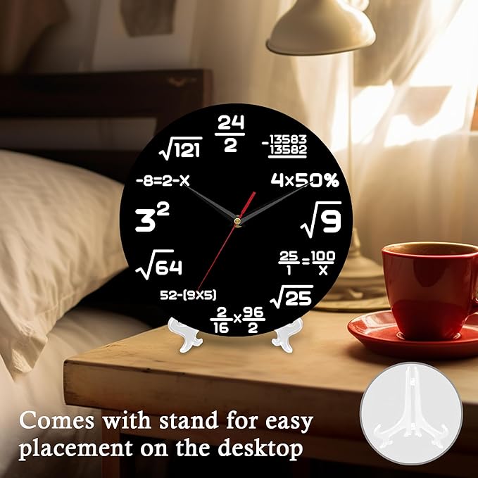 Wall Clock, 10 Inch Silent Non-Ticking Home Kitchen Decor, Battery Operated for Bathroom Bedroom Living Room Office(Simple Math Formula Markers)