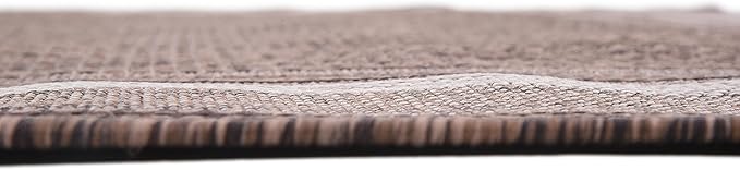 Unique Loom Outdoor Border Collection Area Rug - Soft Border (9' x 12' Rectangle, Brown/ Ivory)