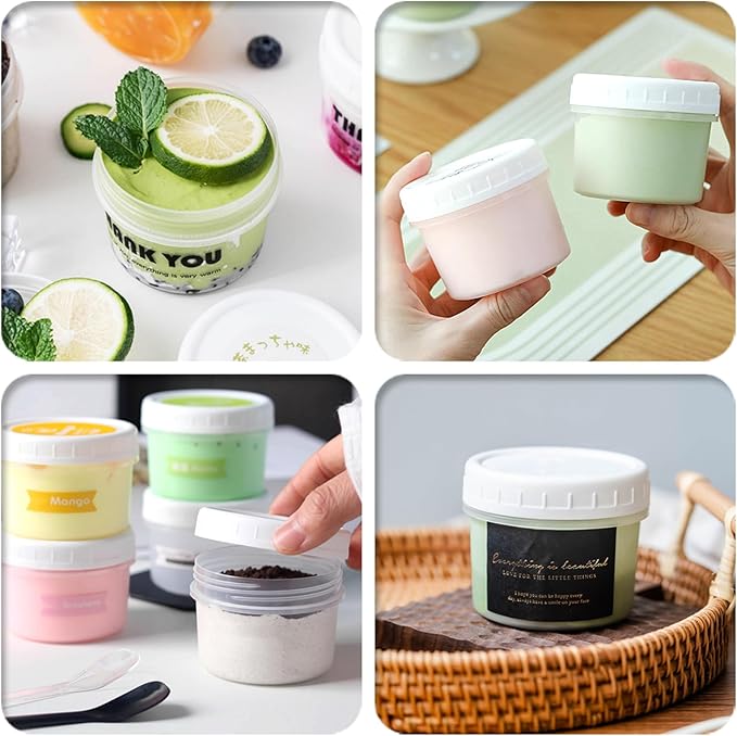 TUZAZO 5 Oz Food Storage Containers with Screw Lids, 12-Count BPA Free Small Snack Plastic Freezer Container for Sauce, Jam and Puree, Reusable Plastic Ice Cream Containers