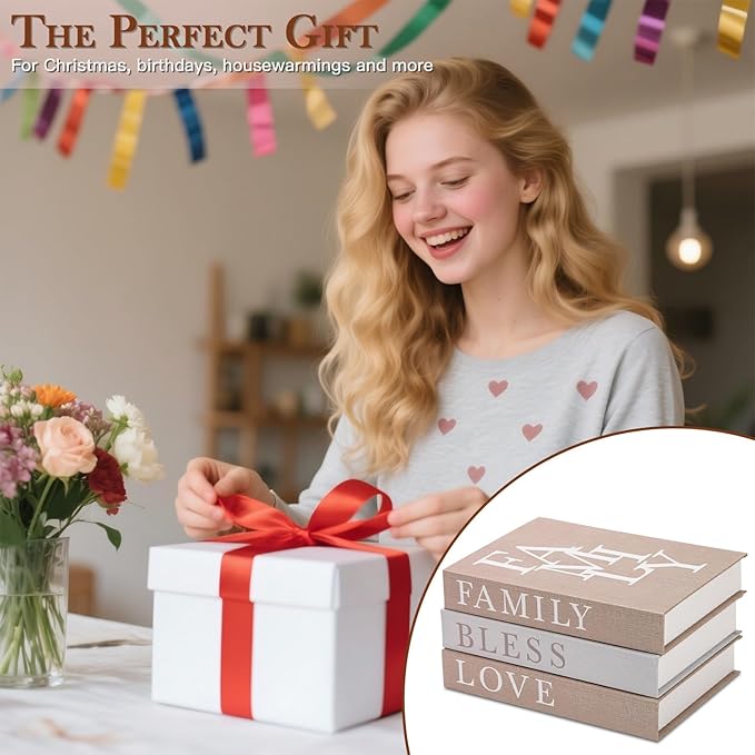 Beautiful Decorative Coffee Table Books for Home Decor,Set of 3 Modern Faux Decorative Boxes for Office/Bookshelf/Mantle Decor,Aesthetic Fake Books for Decoration,Photo Storage and Keepsake Box