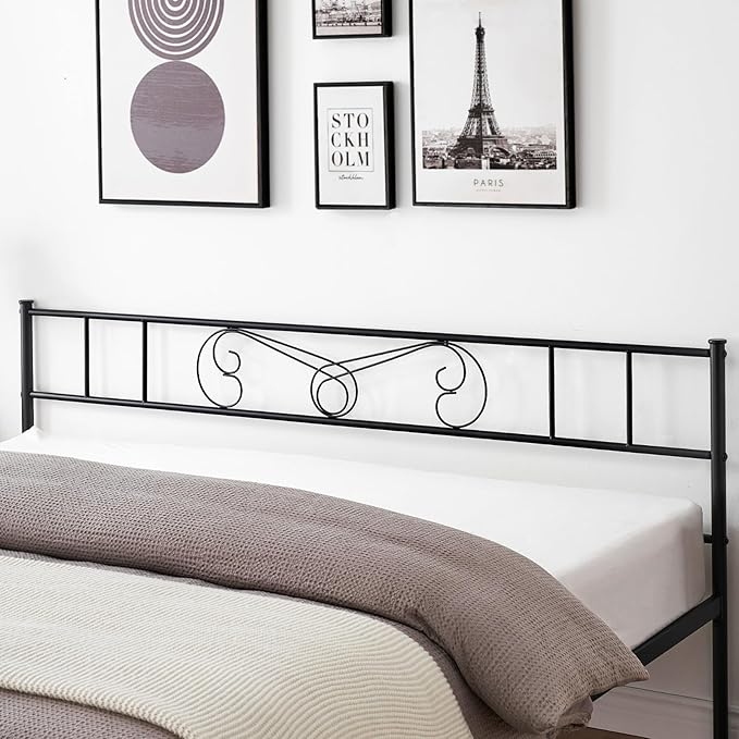 Metal Platform Bed Frame with Headboard & Footboard, Steel Slats Mattress Foundation No Box Spring Needed, 800Lbs Capacity, Noise-Free