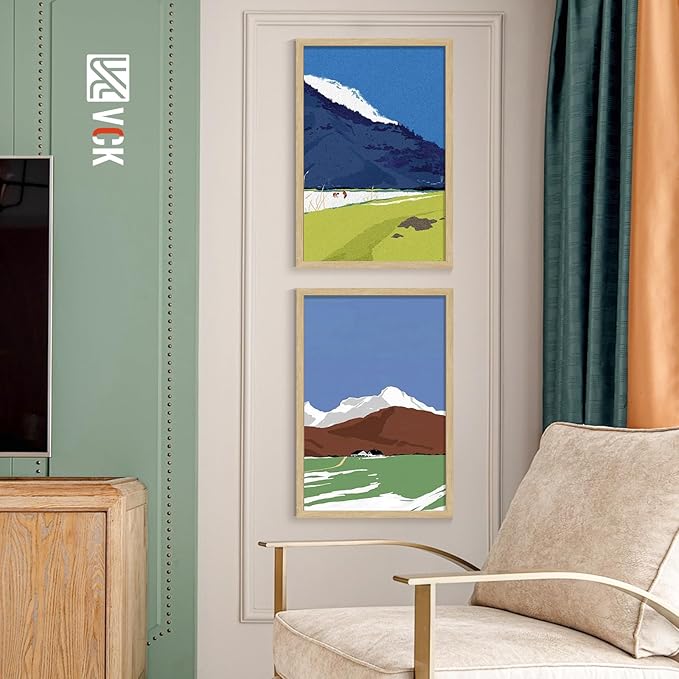 VCK 24x36 Poster Frame Set of 4 - Oak, Gallery-Quality Wood Picture Frames, 1.1-Inch Wide Border, Polished Plexiglass, Vertical or Horizontal Wall Display for Photo/Art/Prints, Natural Oak