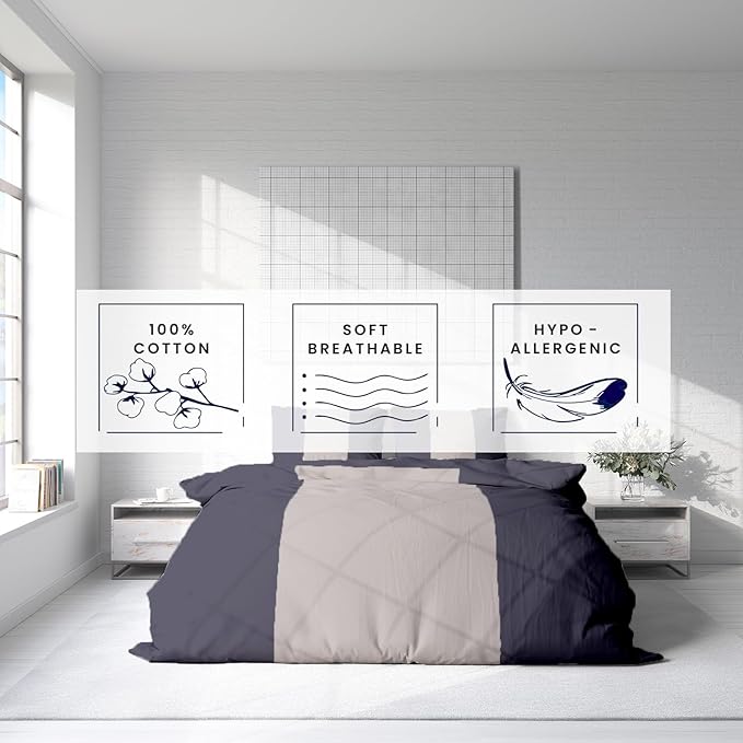 Kotton Culture 3 Pc Queen Size Duvet Cover Set-100% Egyptian Cotton Sateen 600 Thread Count Ultra Soft Premium Durable Comforter Cover Zipper Closure & Corner Ties (Dashing Grey, Queen/Full 90" X 90")