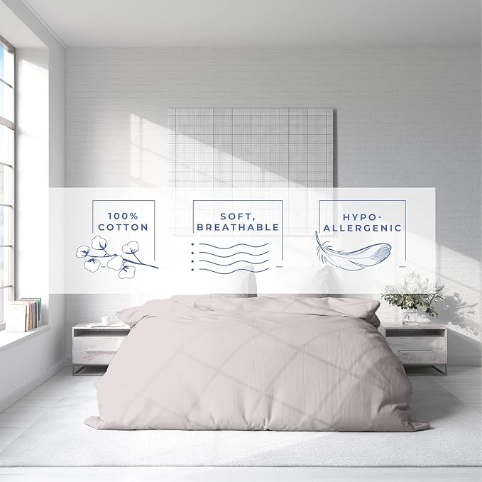 Kotton Culture 1 Pc Queen Size Duvet Cover Only -100% Egyptian Cotton Sateen 600 Thread Count Ultra Soft Premium Durable Comforter Cover Zipper Closure & Corner Ties (Light Grey, Queen/Full 90" X 90")