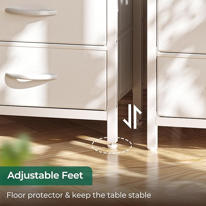 Huuger Nightstands Set of 2, End Tables with Charging Station, Side Tables with Fabric Drawers, Bedside Tables with USB Ports and Outlets, Night Stands for Bedroom, White